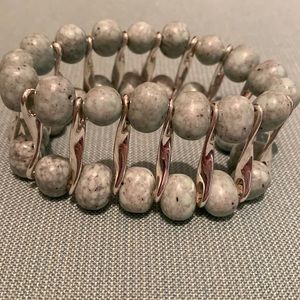 Aqua and silver bracelet - stretches to slip on